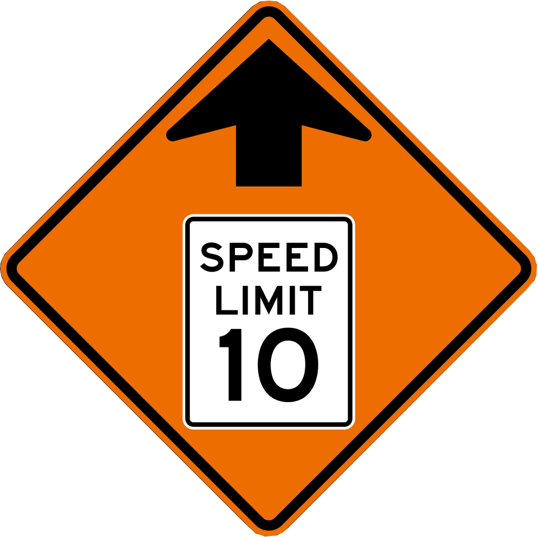 Speed limits. Speed limit sign. Speed limit 10.