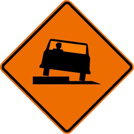 Shoulder Drop Off - Right Symbol Roll Up Sign from Trans Supply